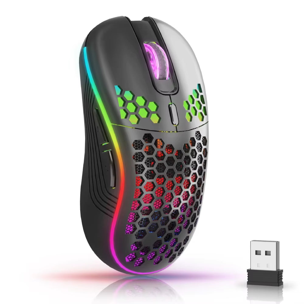 Model O Wireless Gaming Mouse with RGB Backlit 6-Button 3-Speed DPI Type C Rechargeable Ergonomic Honeycomb Design Gaming Mouse