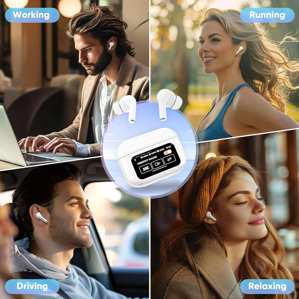 ANC Touch Screen Earbuds, Wireless Earbuds, ANC Earbuds Noise Cancelling Earbuds, Noise Cancelling in Ear Bluetooth 5.4 Earbuds, Bluetooth Earbuds with Microphone, Wireless Earbuds for Iphone/Android